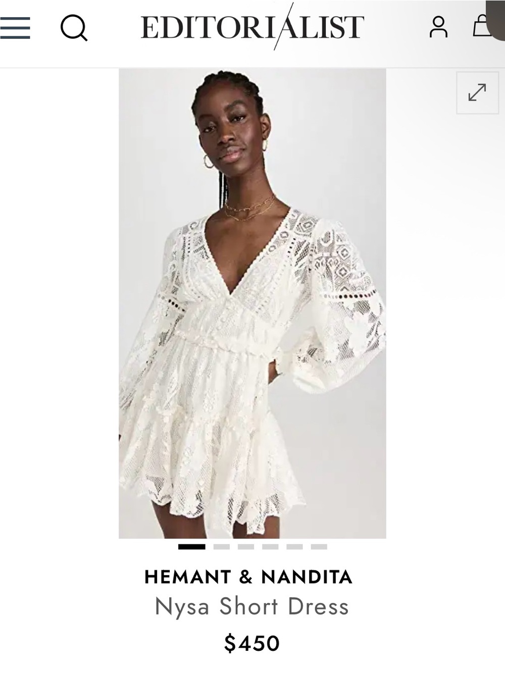 HEMANT & NANDITA White Lace Mini Dress